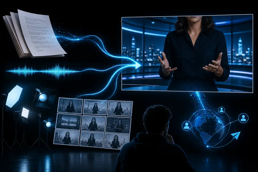 Adapted HeyGen AI video concept shown as a polished audience-ready presentation